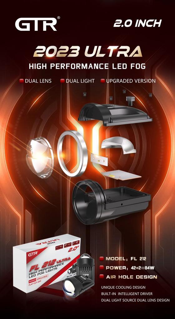 GTR FL 212 ultra 2 inch Fog Projector Lamp with High/ Low Beam Blue lens