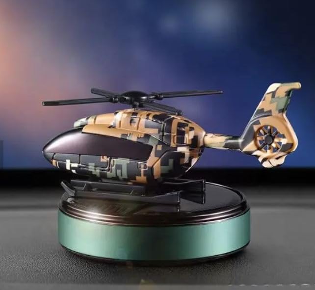 Dhairya Creations New Army Style Solar Powered Car Perfume Aromatherapy  Helicopter Air Freshener Diffuser Perfume Auto Rotation Fan | For Car