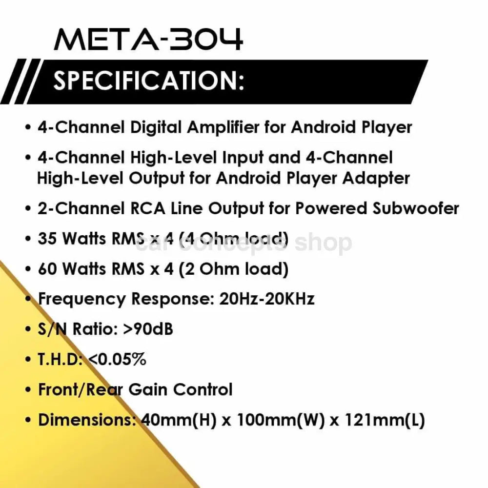 Audiobank Meta 304 4 Channel Amplifier For 9-10 Inch Android Player (Plug _Play)