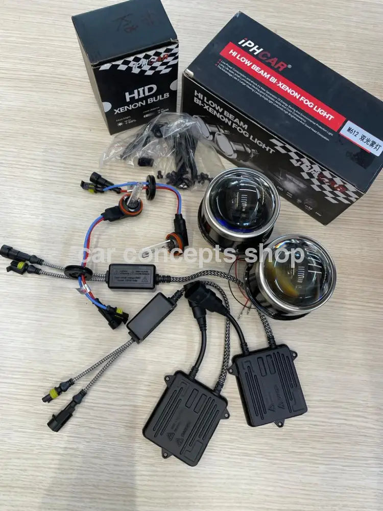 Iphcar M612 Flat Projector With Iph 6000K L-Bulb And Eb-5 Fast Start Ballast Kit Aes Bi Xenon Fog