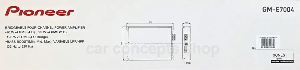 Pioneer 4 Channel Amplifier Gm-E7004 Car Amplifier