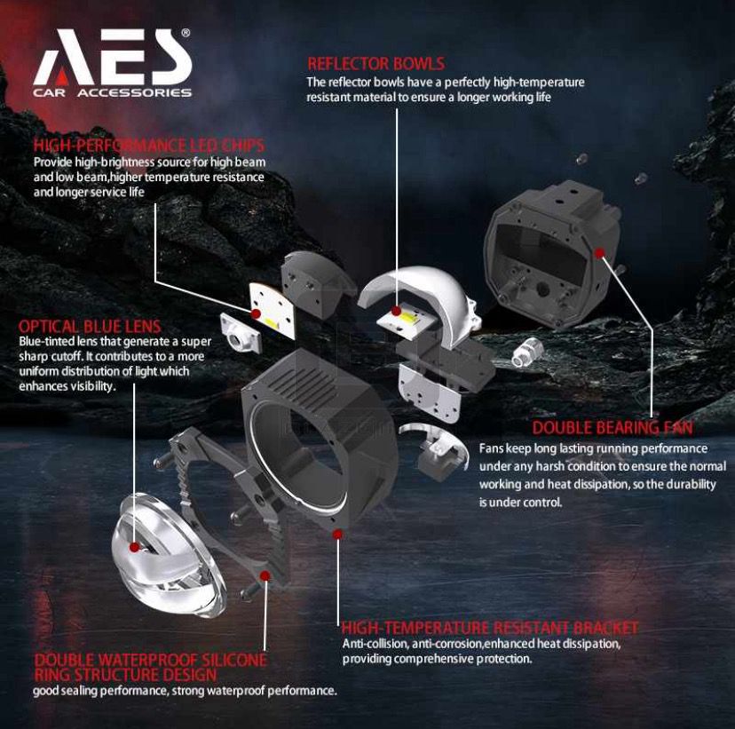 Aes way warrior laser projector 2 inch cube blue lens with high beam 60watts
