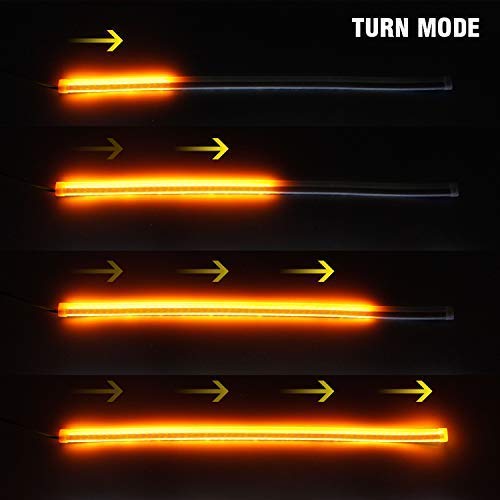 Universal Flexible DRL LED Strip Light Waterproof Daytime Running Head Lamp Tube for Motorcycle, Bike, Car, SUV (61cm, White, 2 PCS)