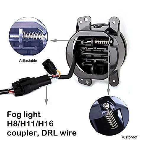 DOT_SAE 80W 8000lm With Yellow Drl Ring Turn Indicator and 3 Cree Led Lens Only Universal Fitting (White, 2 Pieces)