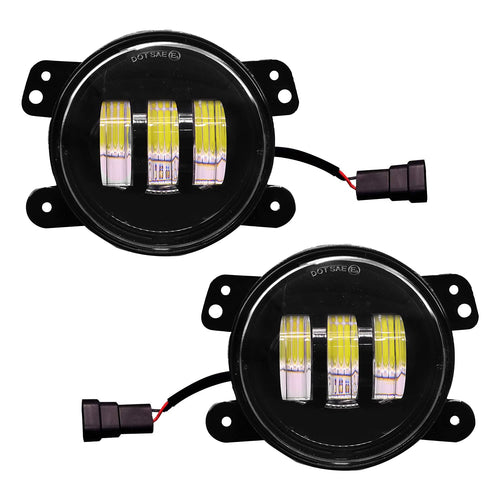 DOT SAE 3 LED Round Fog Light 4 Inches Waterproof Driving Spot Lamp With Mounting Bracket For Car And Motorcycle 80w, White