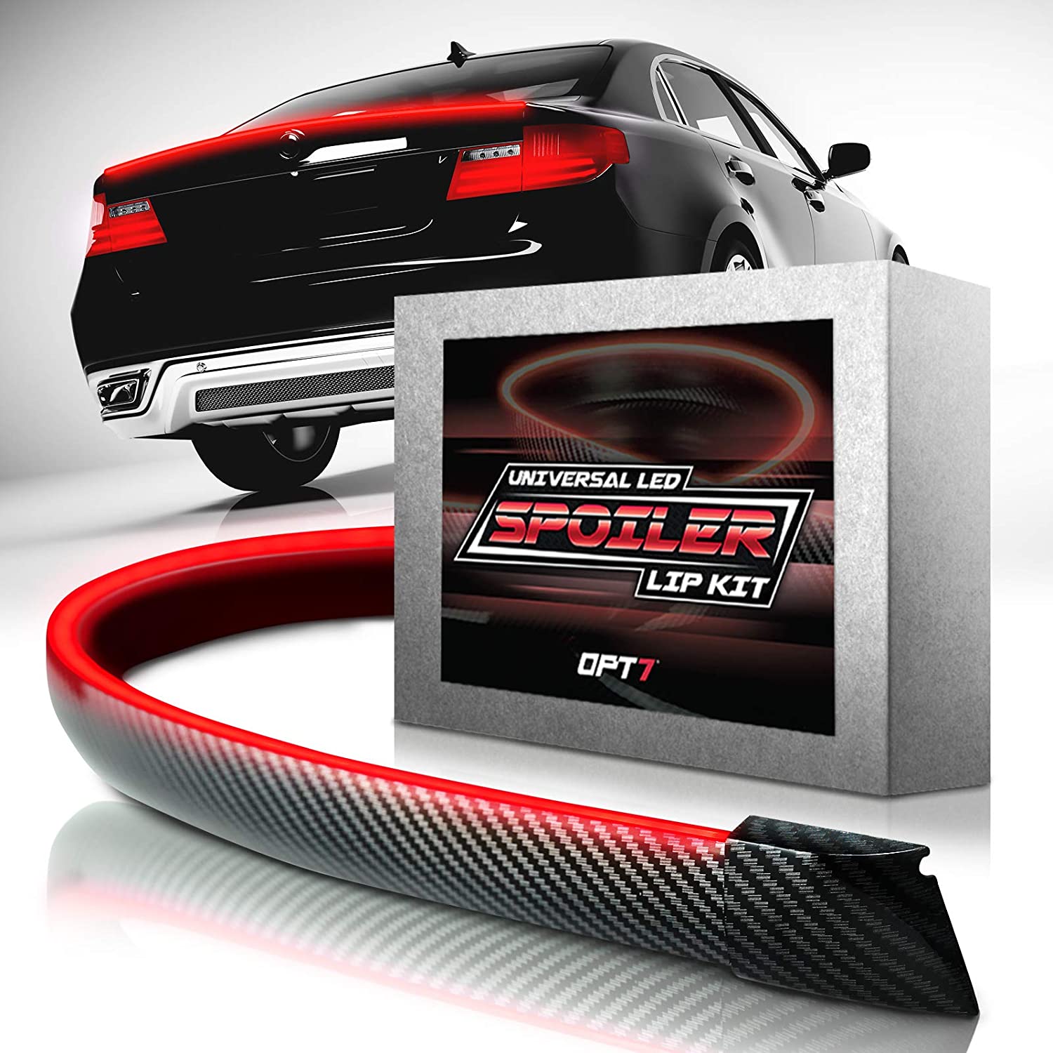 OPT7 Universal LED Spoiler Rear Spoiler Lip Kit (3.9ft) for Car Trunk