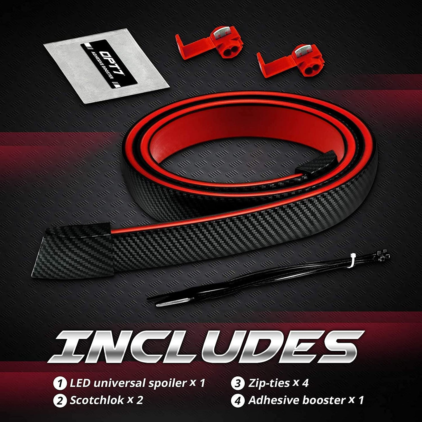 OPT7 Universal LED Spoiler Rear Spoiler Lip Kit (3.9ft) for Car Trunk,