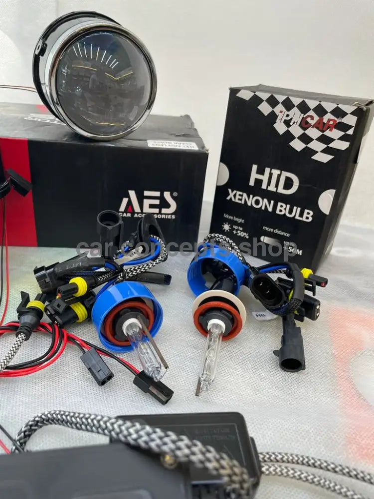 Aes Bi Xenon Fog Projector With S45 55W Fast Ballast And Iph 5500K Hid Bulbs Connectors Brackets Kit