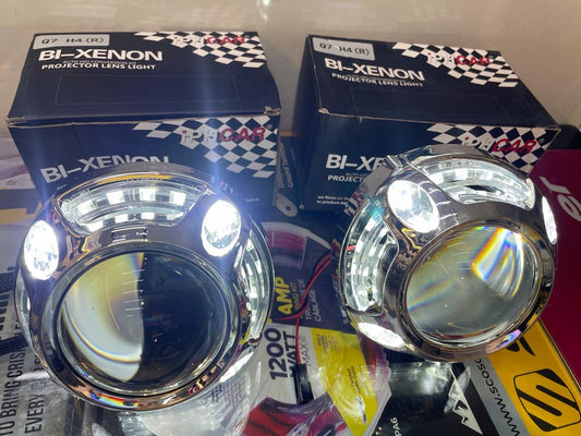 iphcar q7 bi xenon headlight projector d2h model h4 fitment 7series  complete kit with panamera shrouds