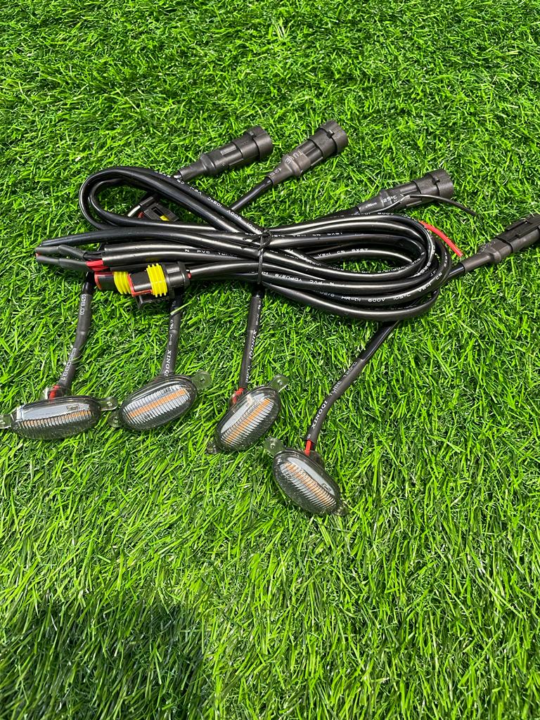 4 Pieces Smoked LED Lens Front Grille Running Light universal for car