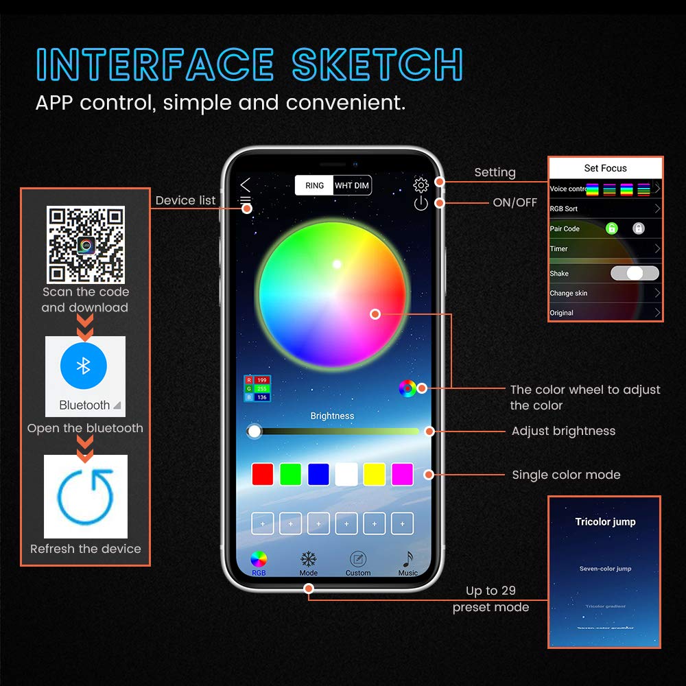 3 inch RgB led angel eyes with app control for all cars