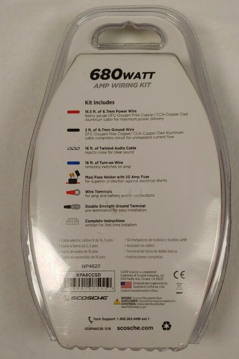 Scosche Wiring Kit 2-Channel 8AWG KPA8CCSD