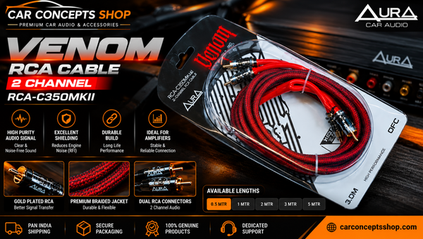 Aura Venom RCA-C350MKII 2-Channel RCA Cable — Why Your Amp Is Only as Good as the Cable That Feeds It | Car Concepts Shop