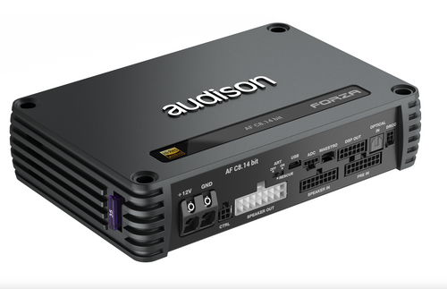 Audison Forza AF C8.14 bit Compact 8-Channel Class D Amplifier with Integrated 14-Channel DSP (800W Total RMS | Hi-Res Audio)