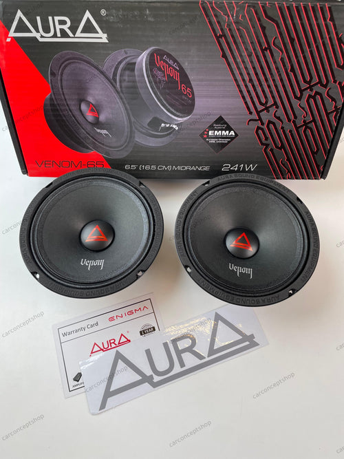 Aura Car Audio Venom 6.5 Inch Midrange Speaker | 121W RMS | 4 Ohm High-Sensitivity Car Audio Driver