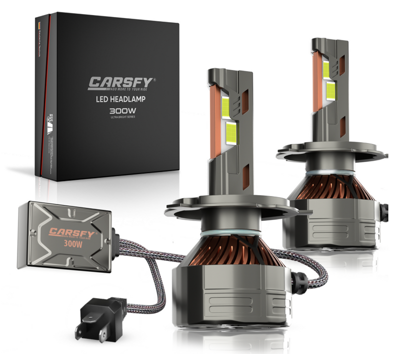 Carsfy 300W 30,000 Lumens 6000K High-Power LED Headlight Bulb Set for Cars