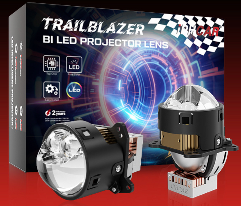 IPHCAR P112 3-Inch Bi-LED Headlight Projector Lens (High Output Optical Reflectors | 6000K Pure White)