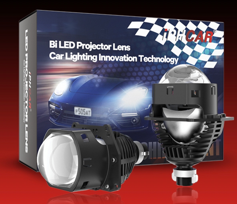 IPHCAR P6T Series 3-Inch Dual Reflector Bi-LED Headlight Projector Lenses (Round Lens & P6T V5 Square Lens | 6000K Pure White)