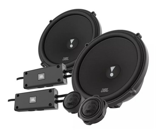 JBL Stadium 62CF 2-way component speaker system featuring high-output glass fiber woofers, edge-driven aluminum dome tweeters, and professional-grade external crossovers.