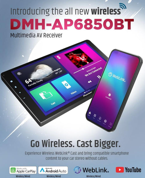 Pioneer DMH-AP6850BT 9-Inch Capacitive Touchscreen Car Stereo with Wireless Apple CarPlay, Wireless Android Auto & WebLink Cast