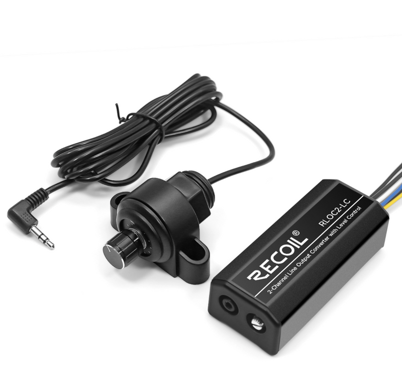 Recoil 2-Channel Active Line Output Converter (Hi-Lo Converter) with Remote Bass Control Knob for Car Audio Amplifiers