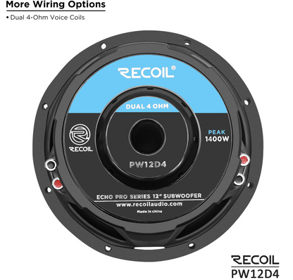 Recoil PW12D4 Echo Pro | 12" Dual 4-Ohm 1400W Peak Subwoofer