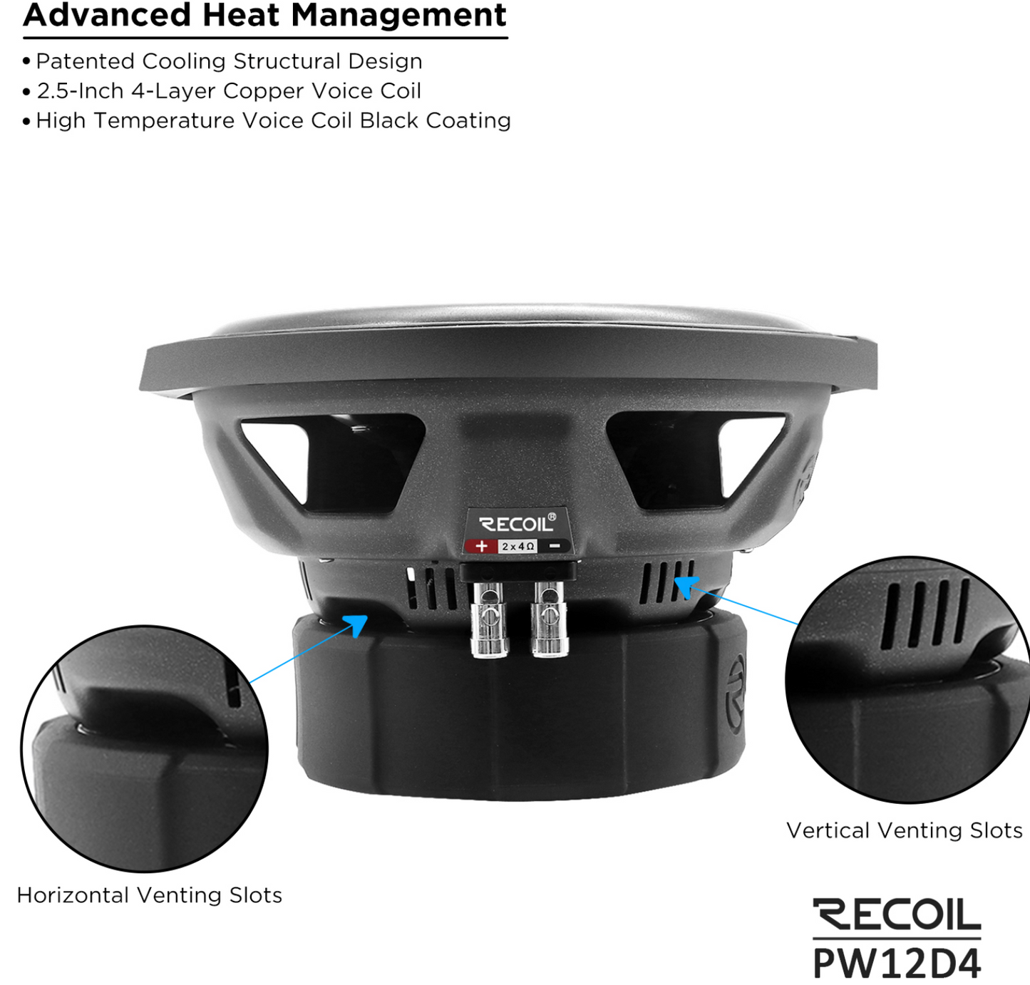 Recoil PW12D4 Echo Pro | 12" Dual 4-Ohm 1400W Peak Subwoofer