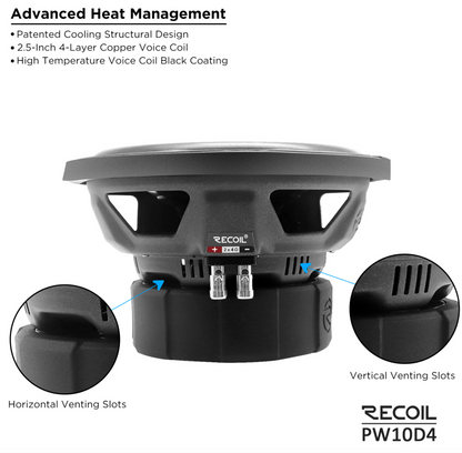 Recoil Echo Pro | 10" Dual 4-Ohm High-Performance Car Subwoofer (1200W Peak / 600W