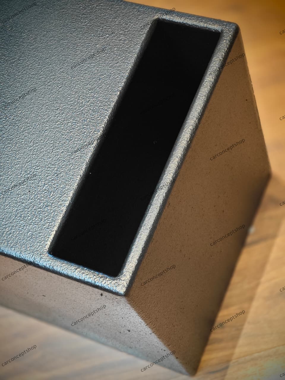 Close-up of the high-velocity 3-inch slot port designed for low-frequency optimization.
