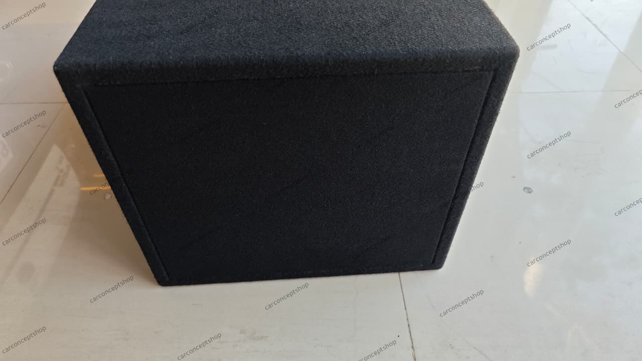 View of the 12-inch subwoofer mounting face on the 31x15x13 enclosure.