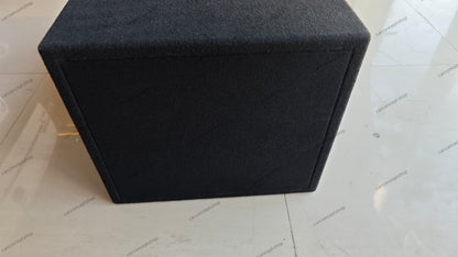 View of the 12-inch subwoofer mounting face on the 31x15x13 enclosure.