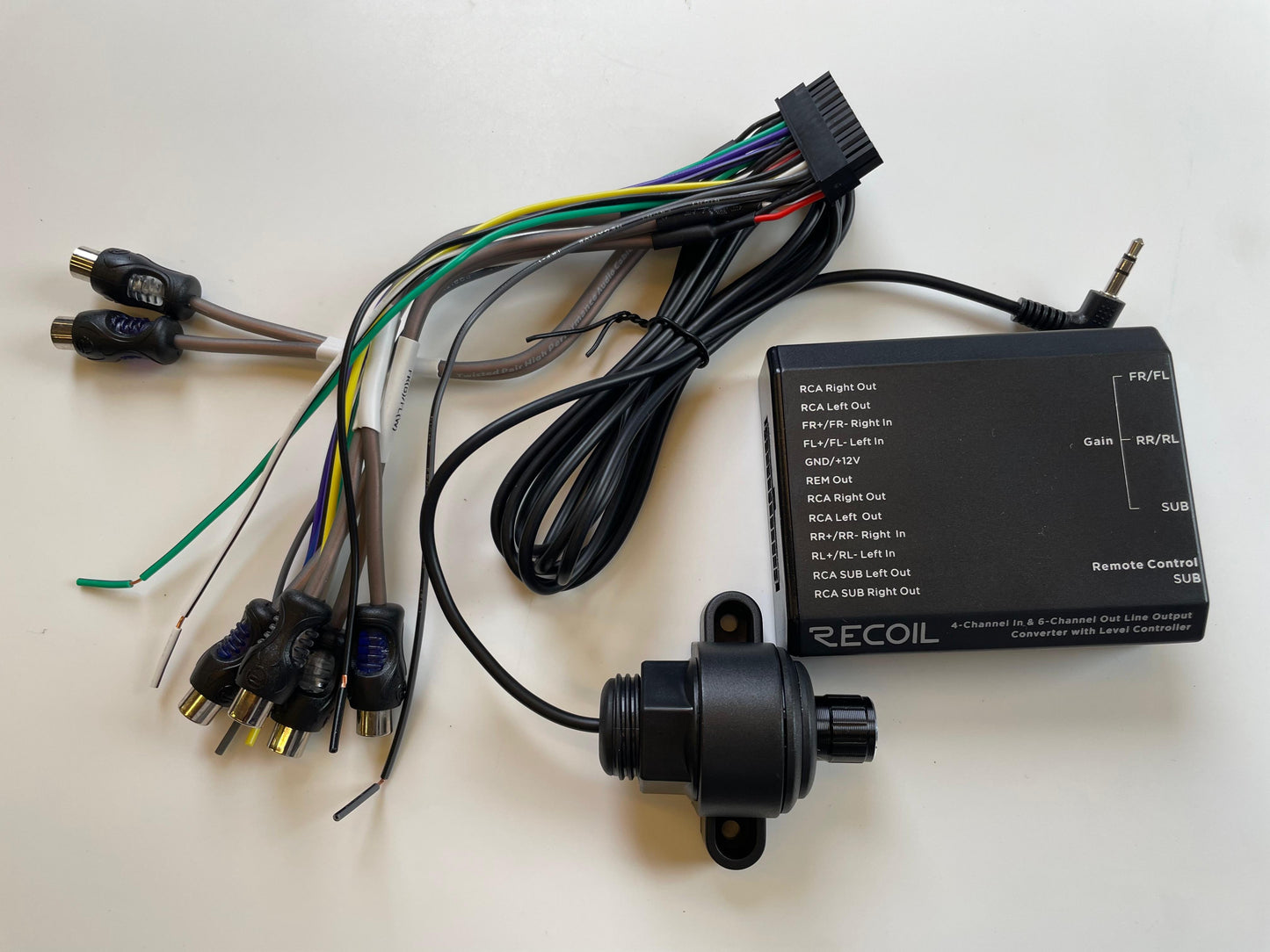 Recoil 6-Channel Active Hi-Lo Converter with Remote Bass Control Knob