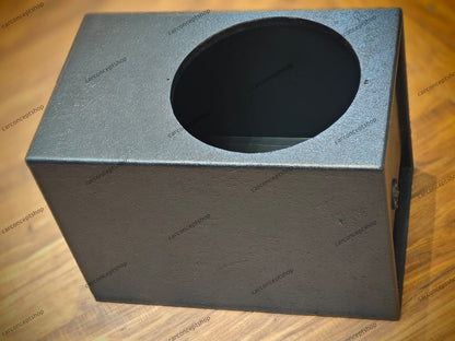 Dimensioned view of the 21x13x15 inch enclosure highlighting the streamlined airflow design.
