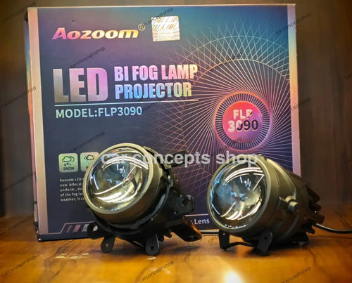 AOZOOM FLP 3090 Bi-LED 3 Inch Blue Lens Fog Projector | 70W Hi/Lo Beam | 5700K White Light | CANBUS Built-In