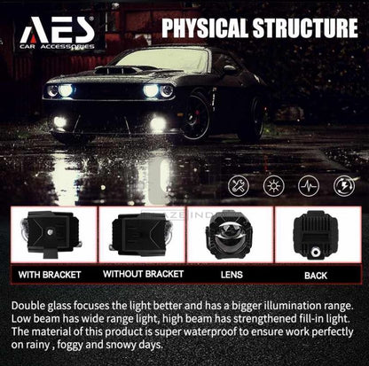 Aes way warrior laser projector 2 inch cube blue lens with high beam 60watts