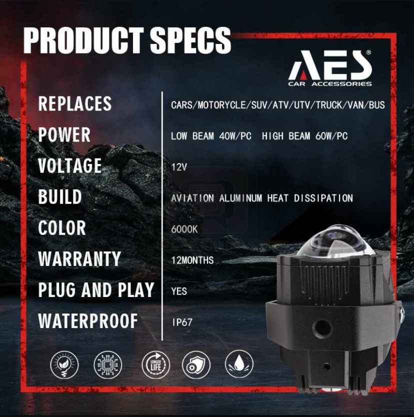 Aes way warrior laser projector 2 inch cube blue lens with high beam 60watts