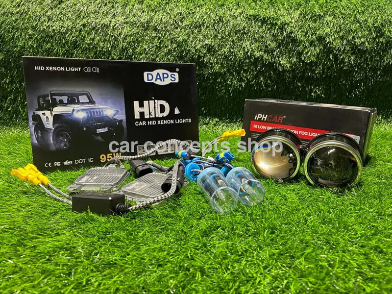 IPHCAR Flatbottom 3 Inch Fog Projector With Daps 95w Hid Kit 6000k