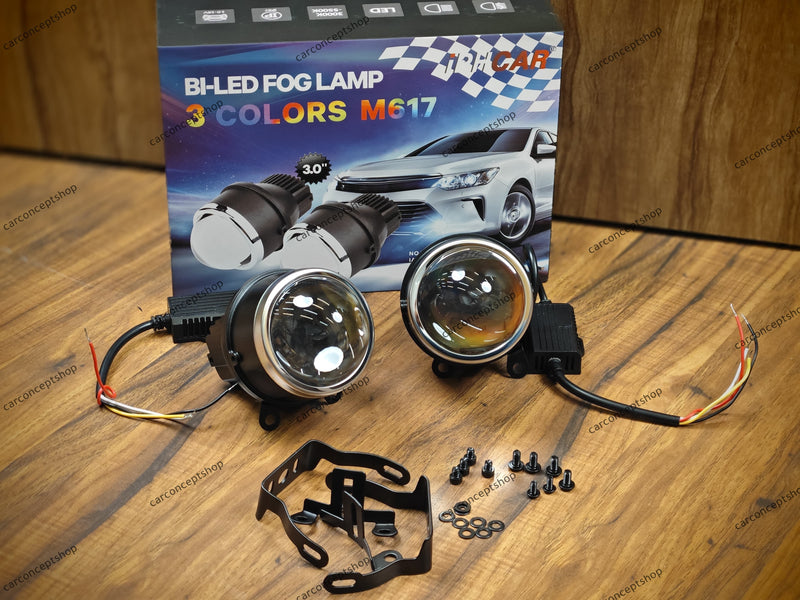 iPhcar M617 Bi-LED 3.0 Inch Fog Projector 55W Three-Color | High-Performance Car Lighting