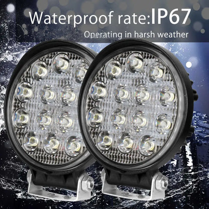 14 Led Round Fog Light 4 Inches Waterproof Off Road Driving Lamp For Car And Motorcycle (42W White 2