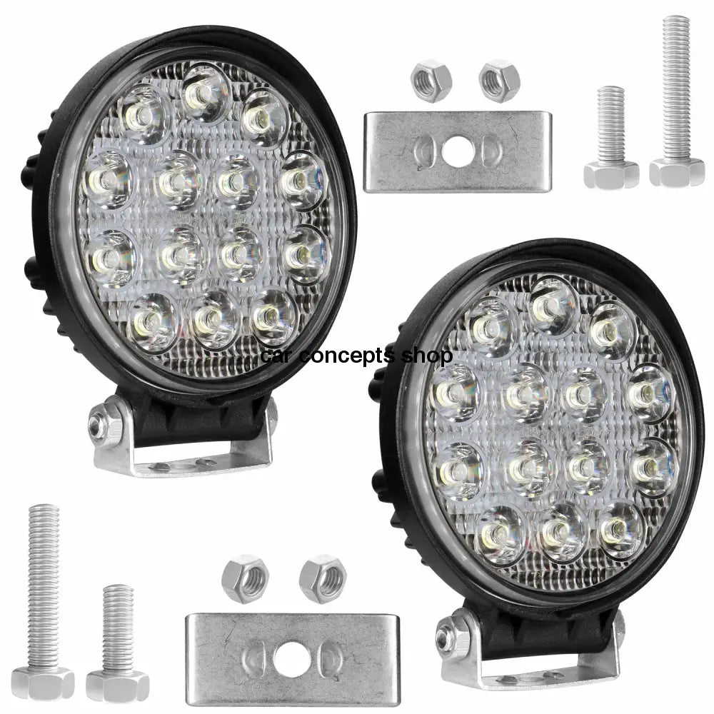 14 Led Round Fog Light 4 Inches Waterproof Off Road Driving Lamp For Car And Motorcycle (42W White 2