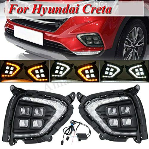 Autoflame DRL(Daytime running lights), Fog Lamp For Hyundai Creta 2018-2019 Models with Turn Indicator Function