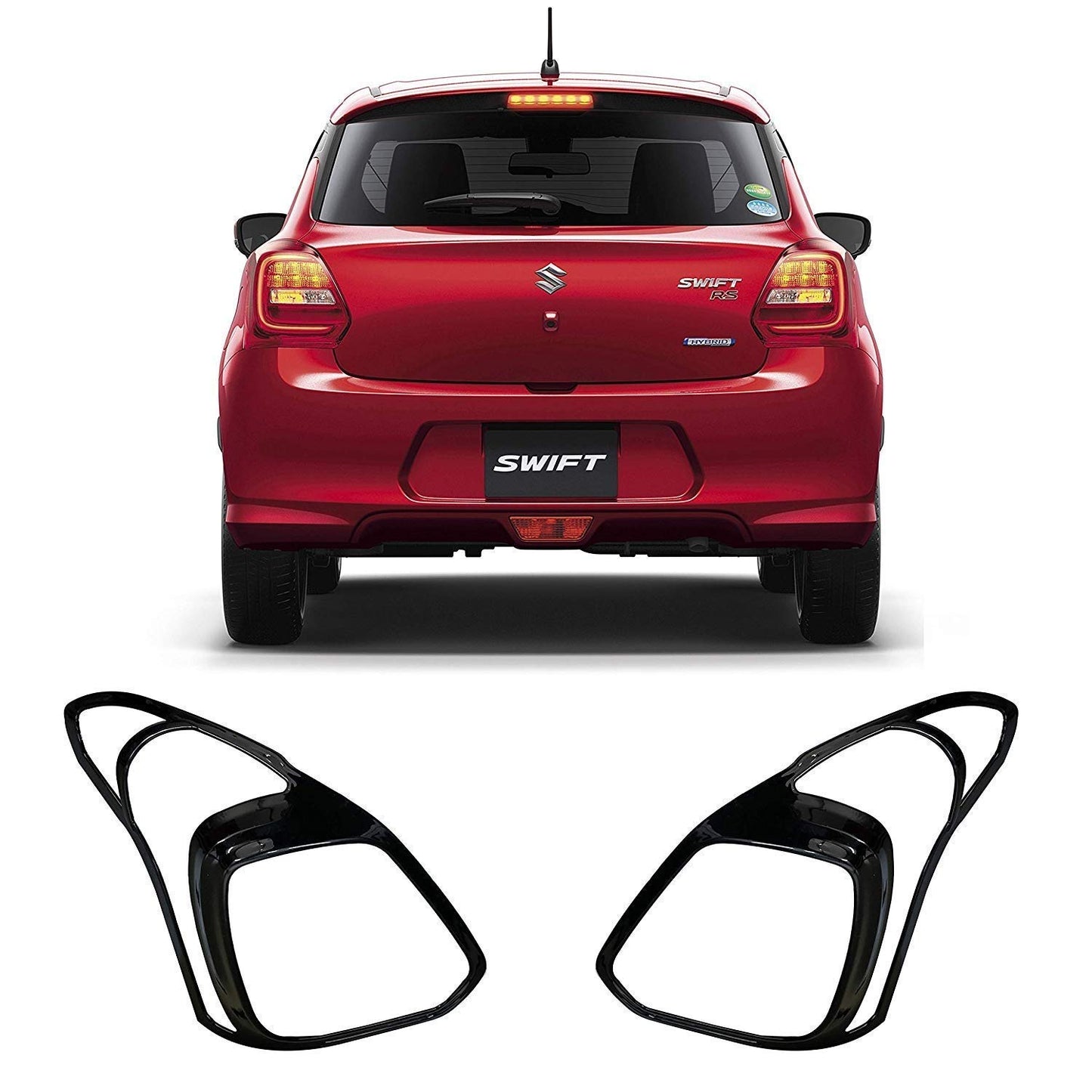 Piano Tail Light/Lamp Garnish Cover for Maruti Swift 2018 (Black)