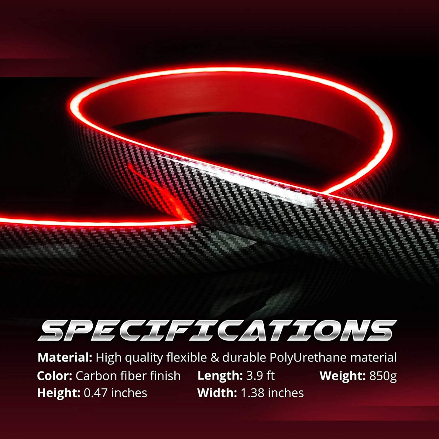OPT7 Universal LED Spoiler Rear Spoiler Lip Kit (3.9ft) for Car Trunk,