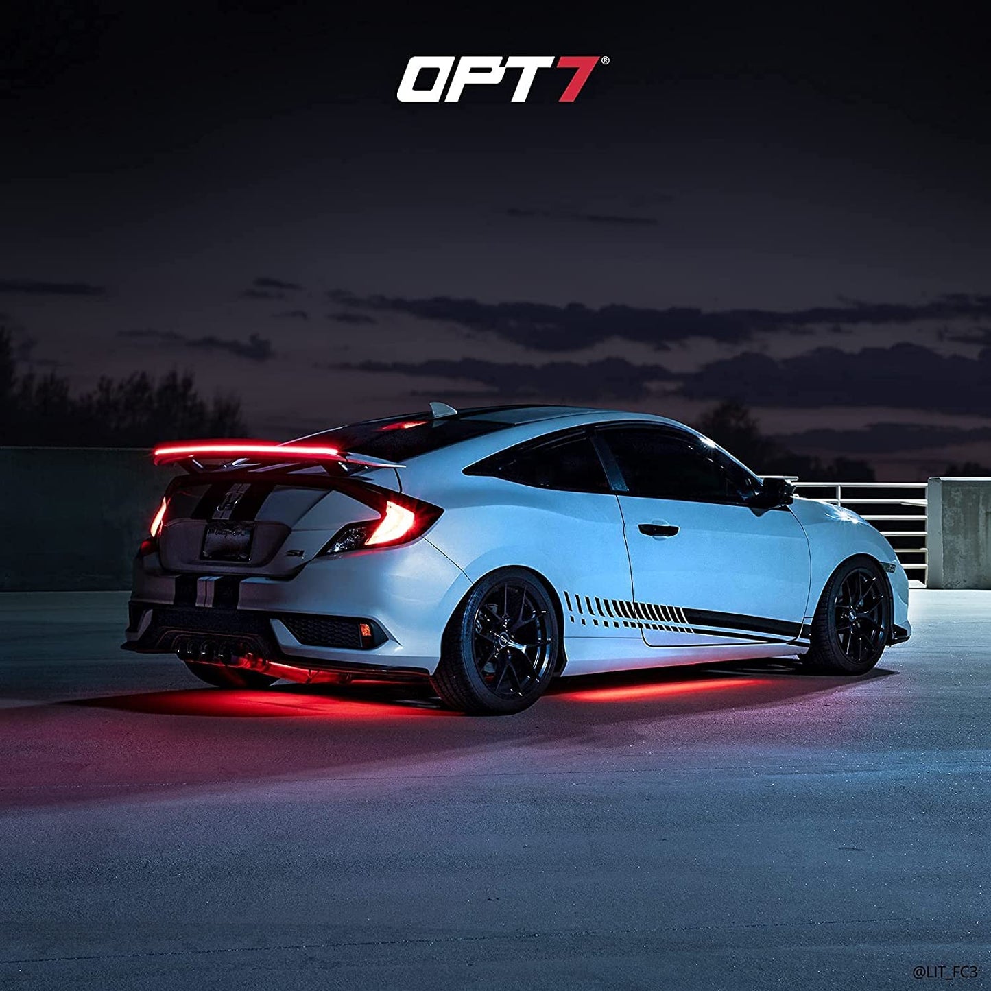 OPT7 Universal LED Spoiler Rear Spoiler Lip Kit (3.9ft) for Car Trunk,