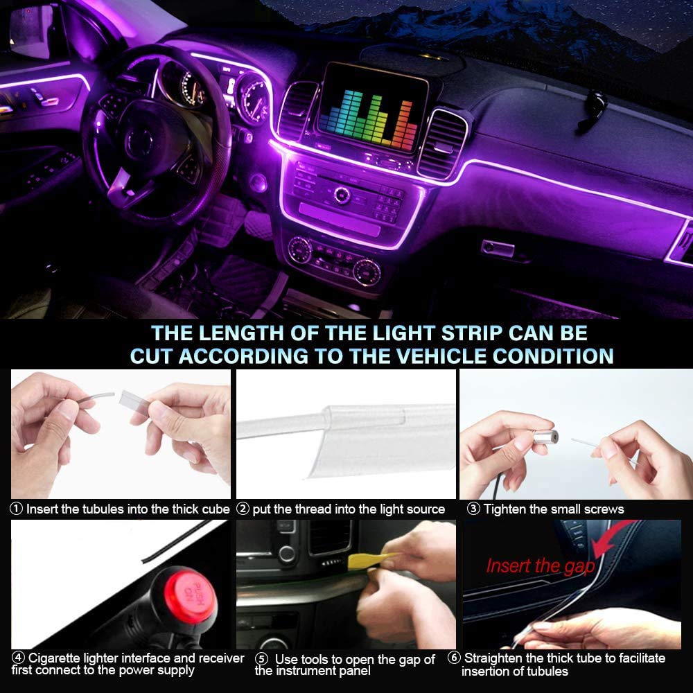 Multicolor RGB Sound Active Car Dashboard Lighting Kit Ambient Lighting Kit –