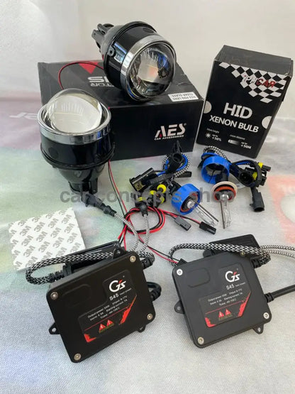 Aes Bi Xenon Fog Projector With S45 55W Fast Ballast And Iph 5500K Hid Bulbs Connectors Brackets Kit