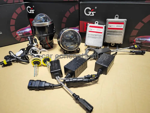 aes gs MC-5 dual canbus hid kit with iphcar m612 3 inch fog projector kit
