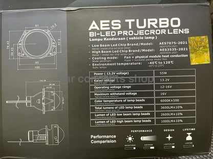 Aes Turbo Bi-Led Projector Lens 3 Inch Blue