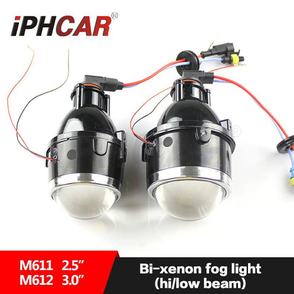 iphcar blue  3' Inch Bi-Xenon Hi-Low Beam Fog Lamp Projector Lens with L-SHAPE 6000K BULB for Car (Set of 2)